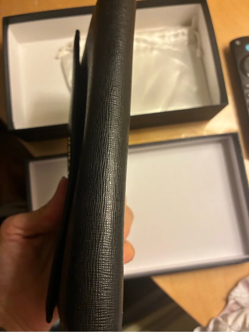 Furla Black Textured Leather Long Card Holder with Gold Logo